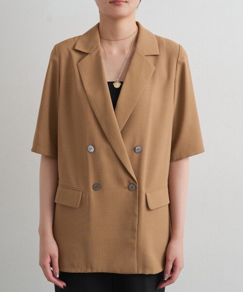 LOUNGEDRESS（ラウンジドレス）の「ハーフスリーブジャケット（その他アウター・レディース・キャメル/ブラック・FREE）」の7枚目の写真