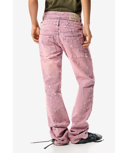 Desigual(デシグアル)の「【Desigual×MASHA POPOVA】ピンクウォッシュ×フラワープリントダメージデニム(デニムパンツ・レディース・レッド・34/36/38/40)」の2枚目の写真