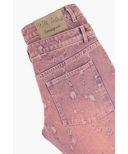 Desigual(デシグアル)の「【Desigual×MASHA POPOVA】ピンクウォッシュ×フラワープリントダメージデニム(デニムパンツ・レディース・レッド・34/36/38/40)」の7枚目の写真
