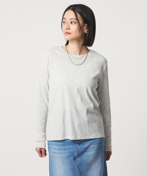 A DAY IN THE LIFE UNITED ARROWS(アデイインザライフユナイテッドアローズ)の「レイヤードスリーブ リブカットソー <A DAY IN THE LIFE>(Tシャツ/カットソー・レディース・ナチュラル/ネイビー/ダークグレー・FREE)」の4枚目の写真