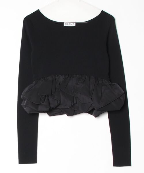 CLANE（クラネ）の「W BALLOON SHORT KNIT TOPS（ニット/セーター・メンズ・ホワイト/ブラック・2/1）」の2枚目の写真