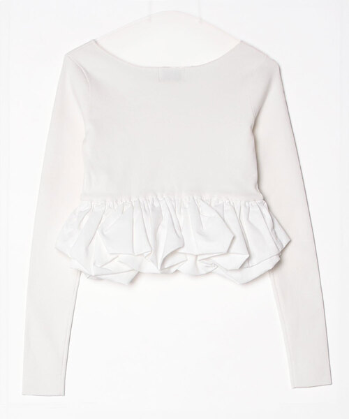 CLANE（クラネ）の「W BALLOON SHORT KNIT TOPS（ニット/セーター・メンズ・ホワイト/ブラック・2/1）」の3枚目の写真