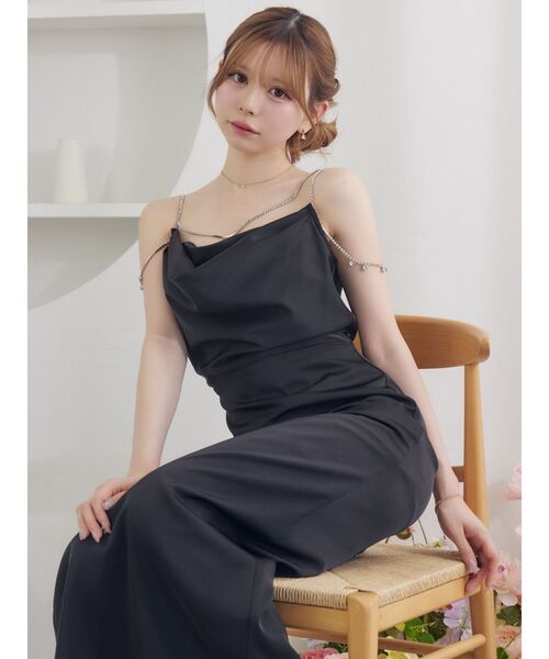 EATME(イートミー)の「ビジューストラップタイトワンピース(ワンピース・レディース・グレー/ブラック/アイボリー・MEDIUM/SMALL)」の1枚目の写真