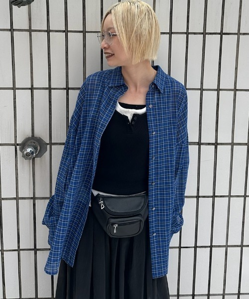 JEANASIS（ジーナシス）の「コットンボイルシアーチェックシャツ/670820（シャツ/ブラウス・レディース・ブラック系その他/レッド系その他/ブルー系その他・FREE）」の3枚目の写真