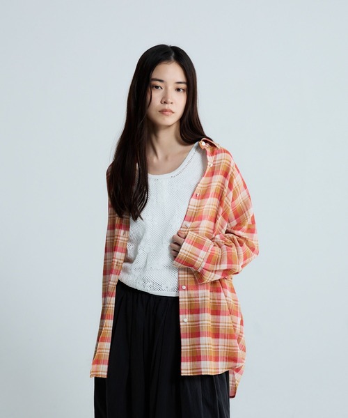 JEANASIS（ジーナシス）の「コットンボイルシアーチェックシャツ/670820（シャツ/ブラウス・レディース・ブラック系その他/レッド系その他/ブルー系その他・FREE）」の15枚目の写真