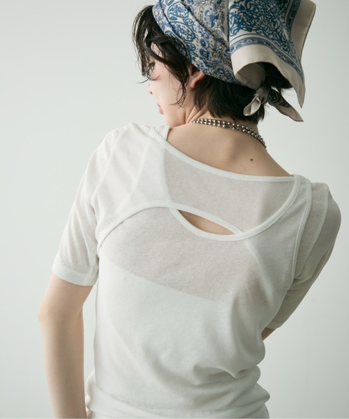 Trish（トリッシュ）の「カットシアーアシメレイヤードT（Tシャツ/カットソー・レディース・ブラウン/ホワイト/ブラック/アイボリー・MEDIUM）」の2枚目の写真