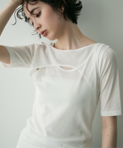 Trish（トリッシュ）の「カットシアーアシメレイヤードT（Tシャツ/カットソー・レディース・ブラウン/ホワイト/ブラック/アイボリー・MEDIUM）」の22枚目の写真