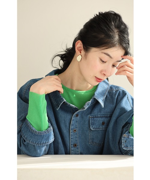 cawaii（カワイイ）の「ボートネックver. 色足しカラーインナー イロタス（Tシャツ/カットソー・レディース・パープル/グリーン/オレンジ/ブルー・S～Ｍ/L～LL）」の2枚目の写真