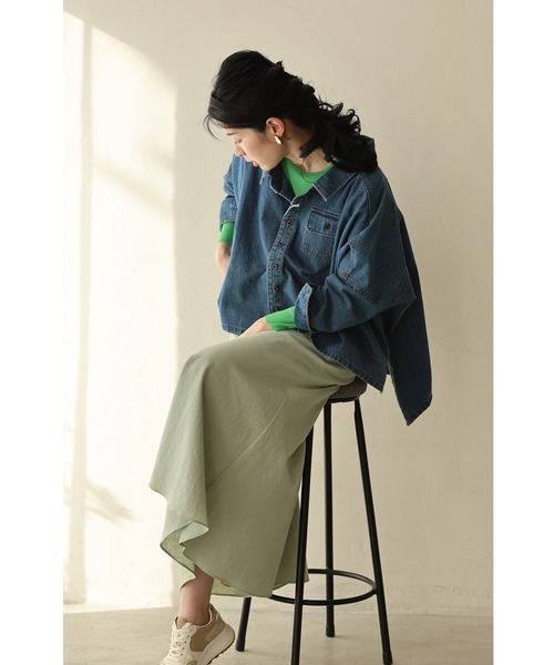 cawaii（カワイイ）の「ボートネックver. 色足しカラーインナー イロタス（Tシャツ/カットソー・レディース・パープル/グリーン/オレンジ/ブルー・S～Ｍ/L～LL）」の6枚目の写真