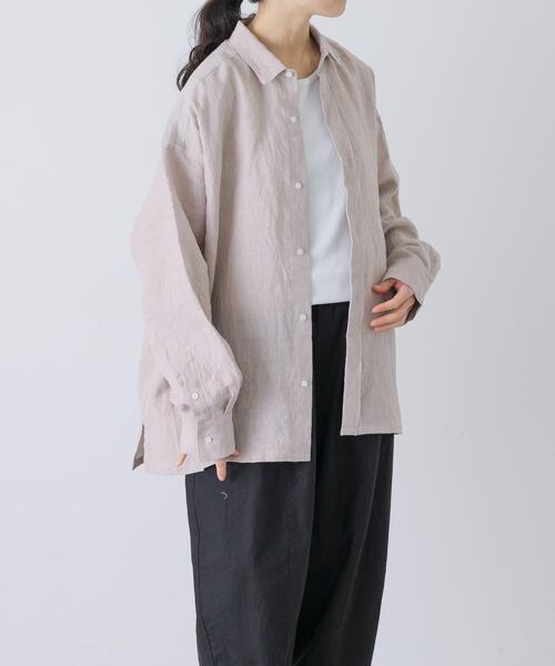 かぐれ（カグレ）の「『ユニセックス』ドライリネンボックスシャツ（シャツ/ブラウス・レディース・ピンク/ブラック/ライトベージュ・1/2）」の16枚目の写真