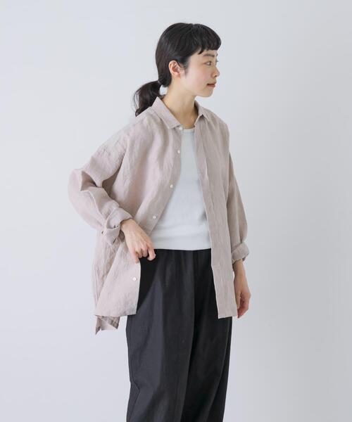 かぐれ（カグレ）の「『ユニセックス』ドライリネンボックスシャツ（シャツ/ブラウス・レディース・ピンク/ブラック/ライトベージュ・1/2）」の17枚目の写真