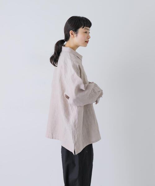 かぐれ（カグレ）の「『ユニセックス』ドライリネンボックスシャツ（シャツ/ブラウス・レディース・ピンク/ブラック/ライトベージュ・1/2）」の18枚目の写真
