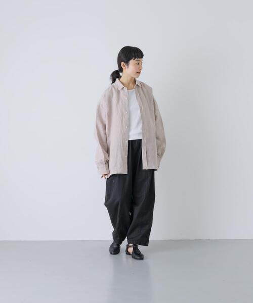 かぐれ（カグレ）の「『ユニセックス』ドライリネンボックスシャツ（シャツ/ブラウス・レディース・ピンク/ブラック/ライトベージュ・1/2）」の20枚目の写真