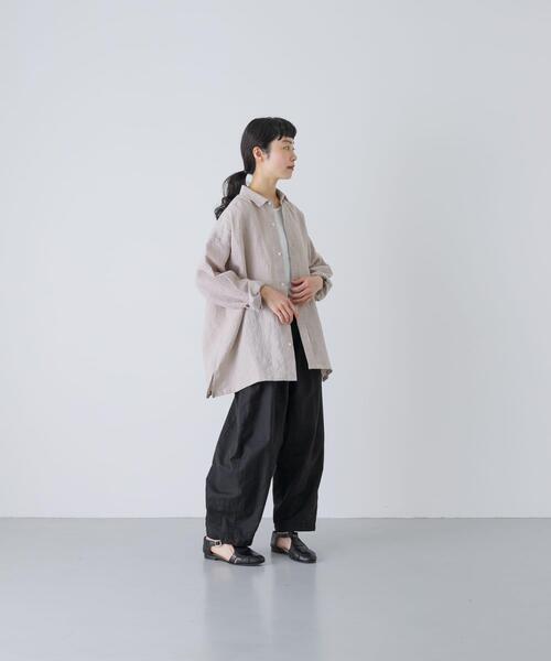 かぐれ（カグレ）の「『ユニセックス』ドライリネンボックスシャツ（シャツ/ブラウス・レディース・ピンク/ブラック/ライトベージュ・1/2）」の21枚目の写真