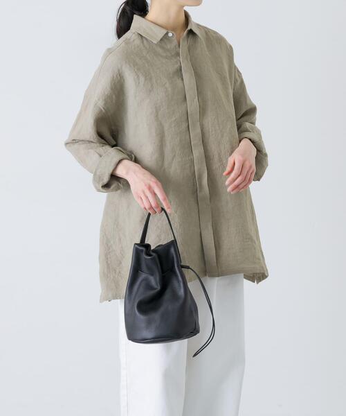 かぐれ（カグレ）の「『ユニセックス』ドライリネンボックスシャツ（シャツ/ブラウス・レディース・ピンク/ブラック/ライトベージュ・1/2）」の11枚目の写真