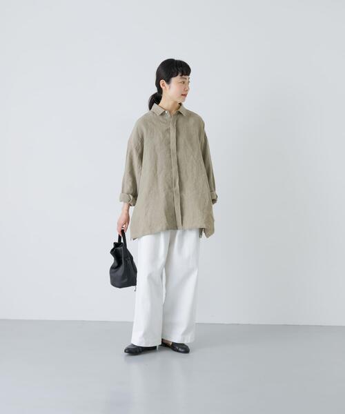 かぐれ（カグレ）の「『ユニセックス』ドライリネンボックスシャツ（シャツ/ブラウス・レディース・ピンク/ブラック/ライトベージュ・1/2）」の13枚目の写真