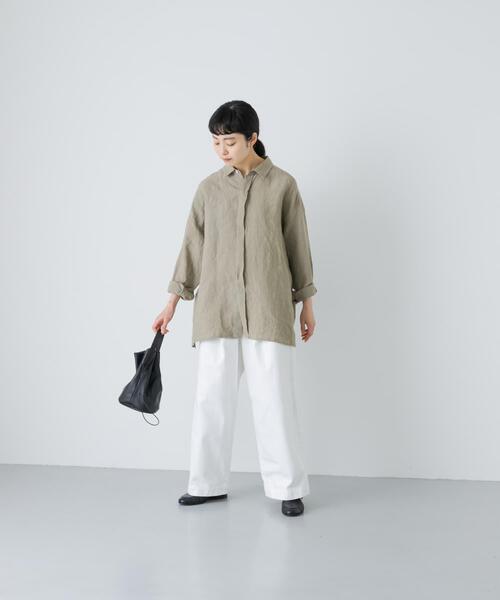 かぐれ（カグレ）の「『ユニセックス』ドライリネンボックスシャツ（シャツ/ブラウス・レディース・ピンク/ブラック/ライトベージュ・1/2）」の14枚目の写真