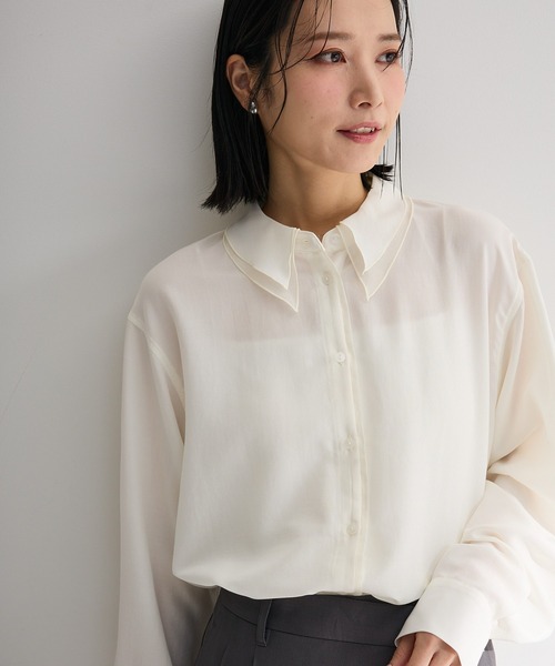 Green Parks(グリーンパークス)の「レイヤード風BIGシャツ(シャツ/ブラウス・レディース・ピンク/チャコールグレー/ブルー/オフホワイト・FREE)」の1枚目の写真