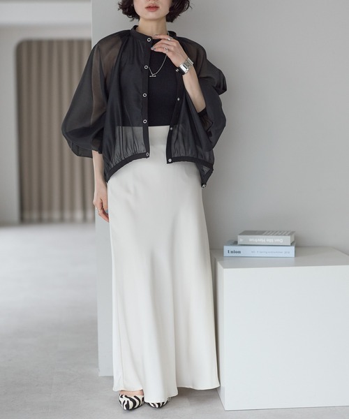 r.（アールドット）の「シアー　ギャザーブルゾン（ブルゾン・レディース・イエロー/ブラック/アイボリー・FREE）」の12枚目の写真