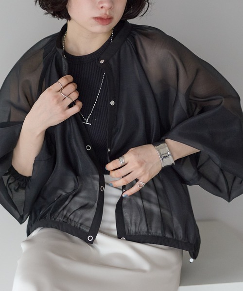 r.（アールドット）の「シアー　ギャザーブルゾン（ブルゾン・レディース・イエロー/ブラック/アイボリー・FREE）」の20枚目の写真