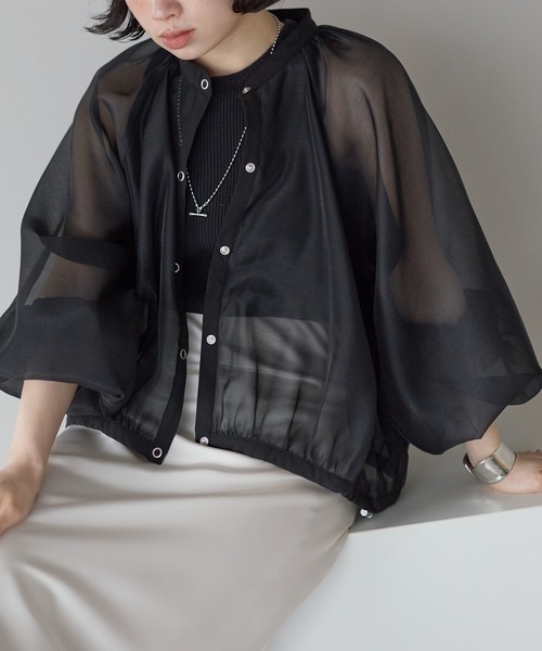 r.（アールドット）の「シアー　ギャザーブルゾン（ブルゾン・レディース・イエロー/ブラック/アイボリー・FREE）」の21枚目の写真