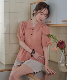 mideal（マイディール）の「sequin peplum polo knit / スパンコールペプラムポロニット（ニット/セーター）」