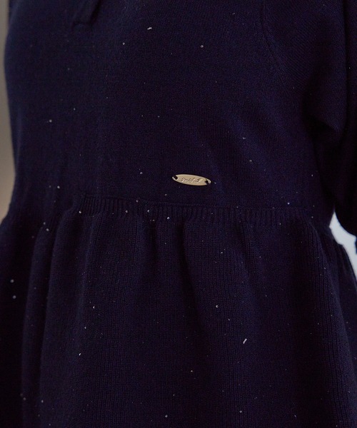 mideal(マイディール)の「sequin peplum polo knit / スパンコールペプラムポロニット(ニット/セーター・レディース・ベージュ/ネイビー/ブルーグリーン/スモークピンク・FREE)」の21枚目の写真