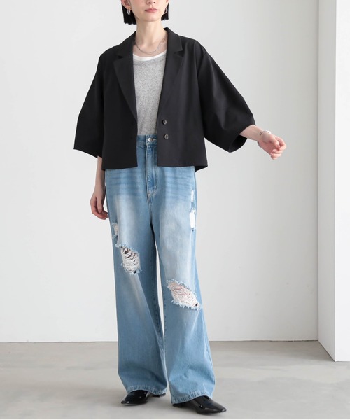 for/c（フォーシー）の「[セットアップ対応]ドライオックスジャケット【サスティナブル】（その他アウター・レディース・アイボリー/スミクロ・M/L）」の17枚目の写真
