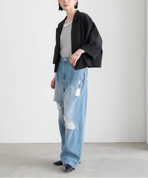 for/c（フォーシー）の「[セットアップ対応]ドライオックスジャケット【サスティナブル】（その他アウター・レディース・アイボリー/スミクロ・M/L）」の13枚目の写真