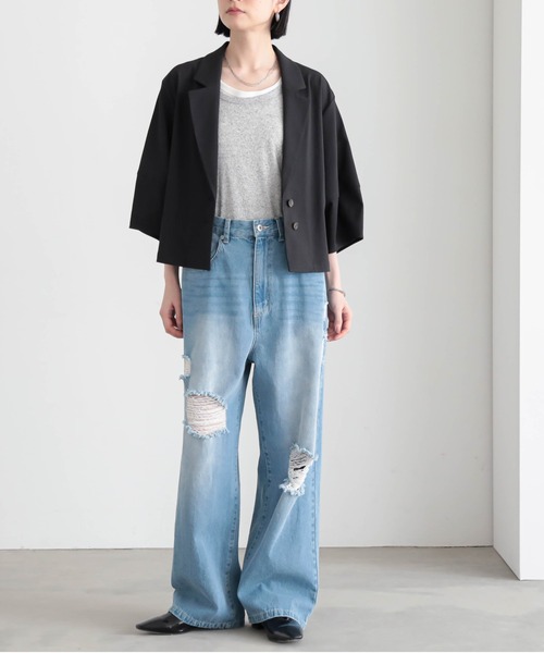 for/c（フォーシー）の「[セットアップ対応]ドライオックスジャケット【サスティナブル】（その他アウター・レディース・アイボリー/スミクロ・M/L）」の14枚目の写真