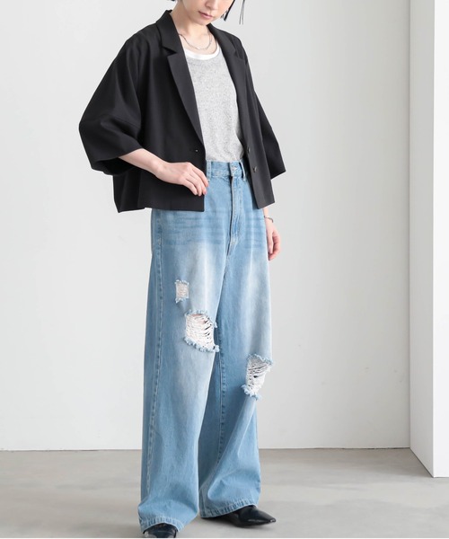 for/c（フォーシー）の「[セットアップ対応]ドライオックスジャケット【サスティナブル】（その他アウター・レディース・アイボリー/スミクロ・M/L）」の15枚目の写真