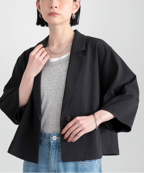 for/c（フォーシー）の「[セットアップ対応]ドライオックスジャケット【サスティナブル】（その他アウター・レディース・アイボリー/スミクロ・M/L）」の3枚目の写真