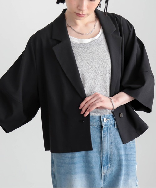 for/c（フォーシー）の「[セットアップ対応]ドライオックスジャケット【サスティナブル】（その他アウター・レディース・アイボリー/スミクロ・M/L）」の4枚目の写真