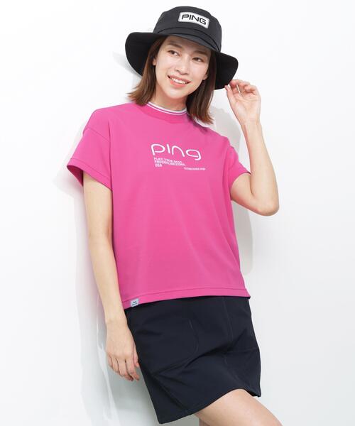 PING(ピン)の「【PING APPAREL】変形カノコ半袖ハイネックカットソー <PERFORMANCE> (LADIES)(Tシャツ/カットソー・レディース・ブラック/ホワイト/ピンク・L/LL/M/S)」の3枚目の写真