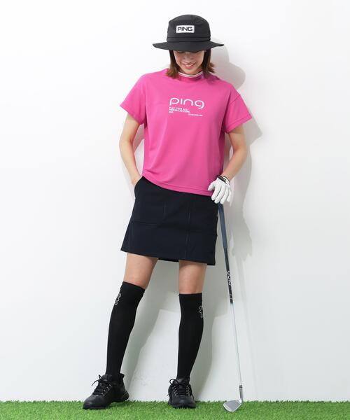 PING(ピン)の「【PING APPAREL】変形カノコ半袖ハイネックカットソー <PERFORMANCE> (LADIES)(Tシャツ/カットソー・レディース・ブラック/ホワイト/ピンク・L/LL/M/S)」の4枚目の写真