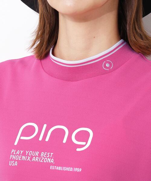 PING(ピン)の「【PING APPAREL】変形カノコ半袖ハイネックカットソー <PERFORMANCE> (LADIES)(Tシャツ/カットソー・レディース・ブラック/ホワイト/ピンク・L/LL/M/S)」の8枚目の写真
