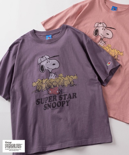 PEANUTS(ピーナッツ)の「【73】【FRUIT OF THE LOOM/フルーツオブザルーム】PEANUSコラボ キャラクターデザイン プリントTシャツ/リンガーTシャツ/ユニセックス/レディース/メンズ【Sサイズ~Lサイズ】(Tシャツ/カットソー・レディース・パープル/アイボリー系3/アイボリー系2/アイボリー系/サックスブルー/アイボリー系4/ピンク/アイボリー系1・M/S/L)」の7枚目の写真
