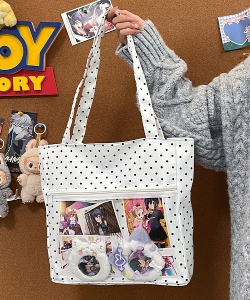 LADY LIKE(レディライク)の「【春夏新作】クリアポケット付きドット柄推し活バッグ(トートバッグ・レディース・ブラック/ホワイト・F)」の21枚目の写真