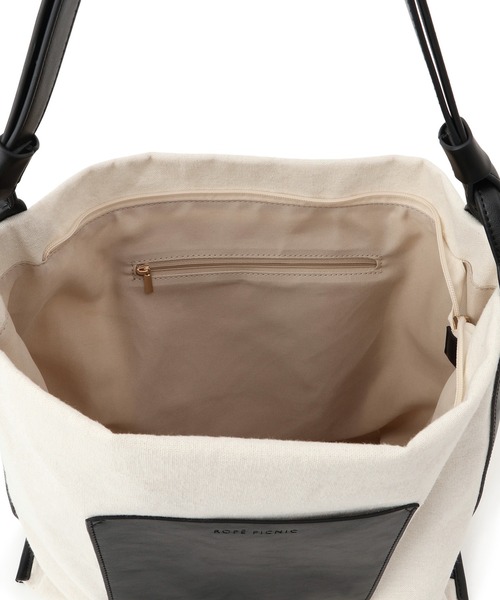 ROPE' PICNIC（ロペピクニック）の「麻調キャンバスコンビトートバッグ/A4対応・15インチPC対応（トートバッグ・レディース・ブラック/ブラウン・FREE）」の4枚目の写真