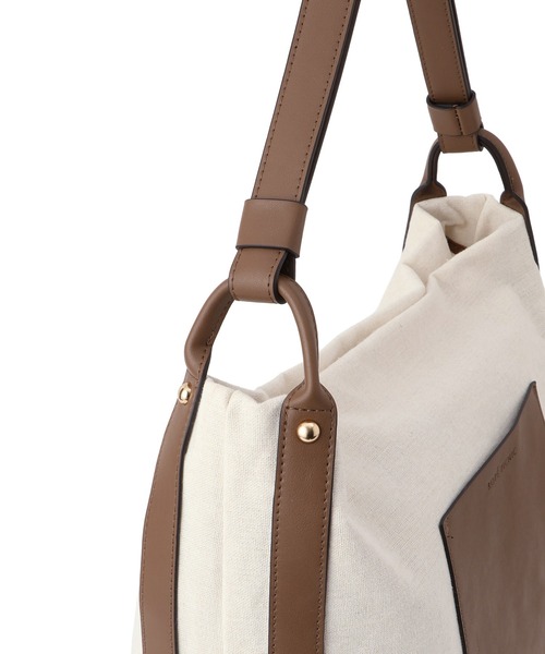 ROPE' PICNIC（ロペピクニック）の「麻調キャンバスコンビトートバッグ/A4対応・15インチPC対応（トートバッグ・レディース・ブラック/ブラウン・FREE）」の9枚目の写真