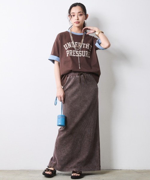 CHIC STYLE（シックスタイル）の「【セットアップ対応】ヴィンテージ加工サーマルロングスカート＜大きいサイズ有＞シックスタイル（スカート・レディース・スミクロ/ブラウン系・5L/4L/3L/LL/L/M）」の21枚目の写真