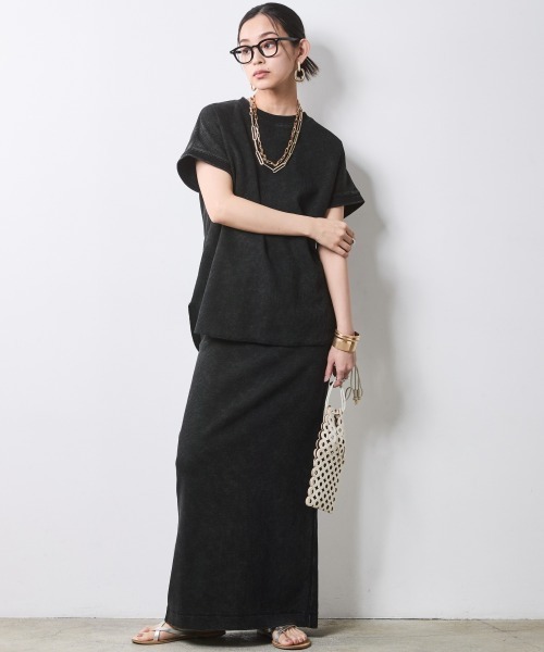CHIC STYLE（シックスタイル）の「【セットアップ対応】ヴィンテージ加工サーマルロングスカート＜大きいサイズ有＞シックスタイル（スカート・レディース・スミクロ/ブラウン系・5L/4L/3L/LL/L/M）」の16枚目の写真