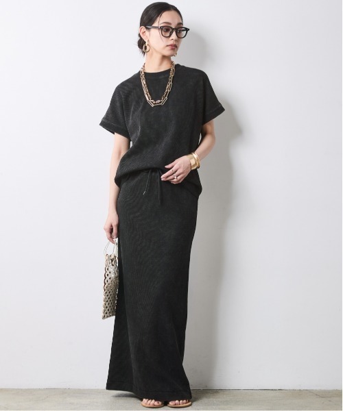 CHIC STYLE（シックスタイル）の「【セットアップ対応】ヴィンテージ加工サーマルロングスカート＜大きいサイズ有＞シックスタイル（スカート・レディース・スミクロ/ブラウン系・5L/4L/3L/LL/L/M）」の10枚目の写真