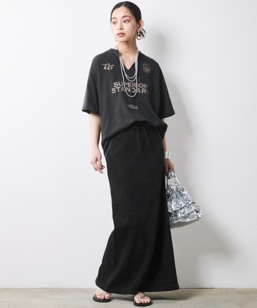 CHIC STYLE（シックスタイル）の「【セットアップ対応】ヴィンテージ加工サーマルロングスカート＜大きいサイズ有＞シックスタイル（スカート・レディース・スミクロ/ブラウン系・5L/4L/3L/LL/L/M）」の13枚目の写真
