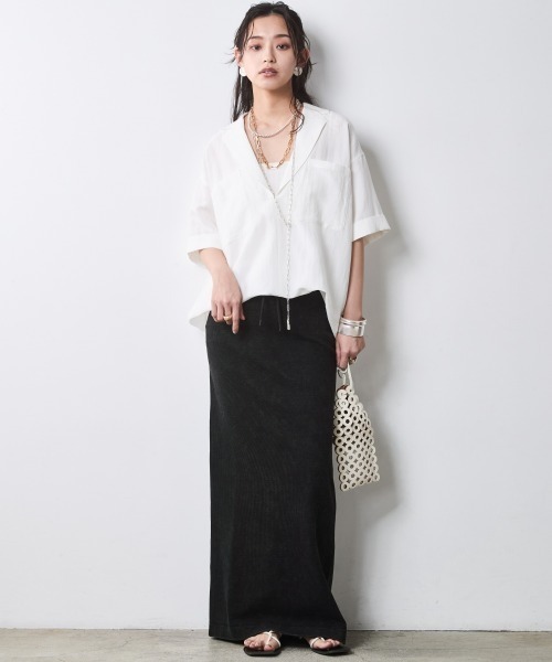 CHIC STYLE（シックスタイル）の「【セットアップ対応】ヴィンテージ加工サーマルロングスカート＜大きいサイズ有＞シックスタイル（スカート・レディース・スミクロ/ブラウン系・5L/4L/3L/LL/L/M）」の3枚目の写真