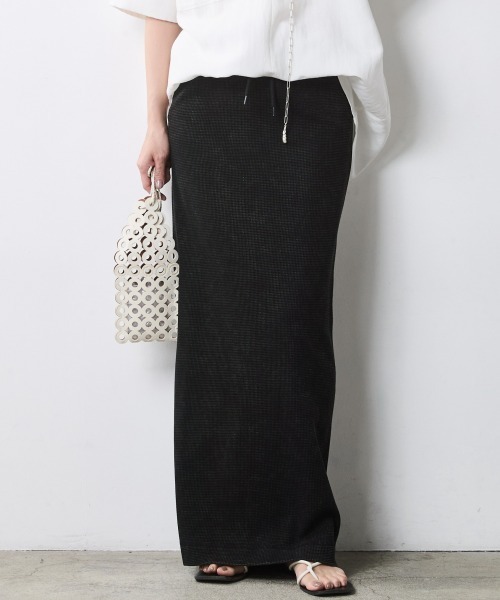 CHIC STYLE（シックスタイル）の「【セットアップ対応】ヴィンテージ加工サーマルロングスカート＜大きいサイズ有＞シックスタイル（スカート・レディース・スミクロ/ブラウン系・5L/4L/3L/LL/L/M）」の6枚目の写真