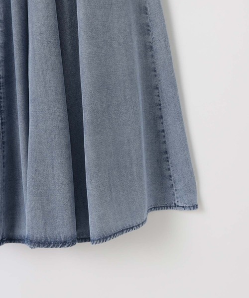 BAYFLOW（ベイフロー）の「[接触冷感付き]ライトオンスデニムフレアスカート（スカート・レディース・ブラック/サックスブルー・SMALL/MEDIUM）」の8枚目の写真