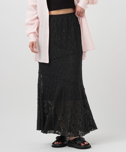 BAYFLOW（ベイフロー）の「カットレーススカート（スカート・レディース・オフホワイト/ブラック・FREE）」の2枚目の写真