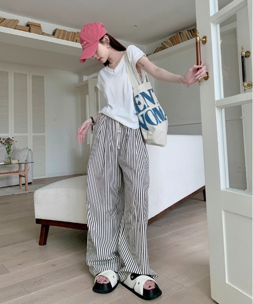 WEGO(ウィゴー)の「カラーストライプイージーストレートパンツ(その他パンツ・レディース・ブラック系その他5/グリーン系その他5/ブラウン系その他5・LARGE/MEDIUM)」の18枚目の写真