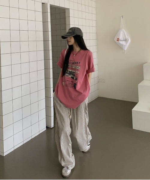 WEGO(ウィゴー)の「カラーストライプイージーストレートパンツ(その他パンツ・レディース・ブラック系その他5/グリーン系その他5/ブラウン系その他5・LARGE/MEDIUM)」の6枚目の写真